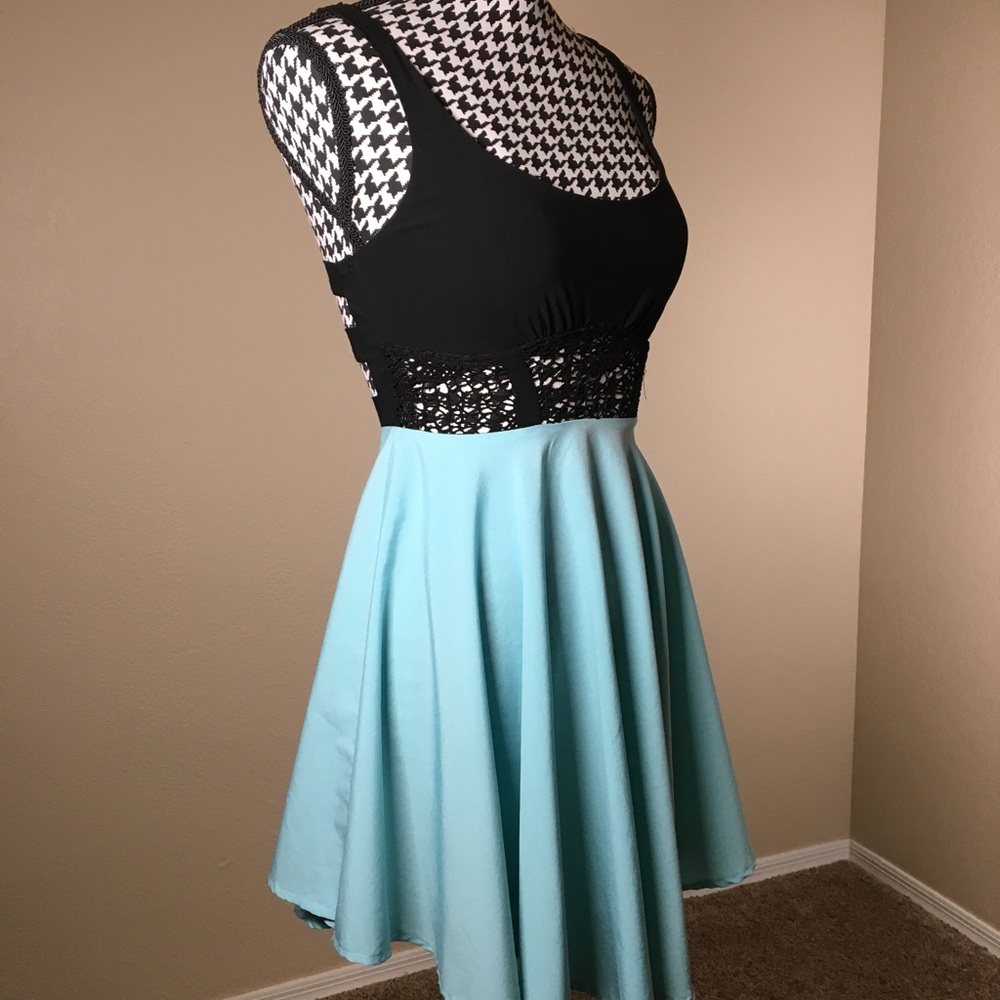 Black & Mint Cutout Dress